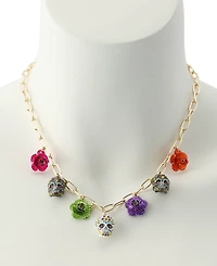 Betsey Johnson Faux-Stone Sugar Skull Bib Necklace
