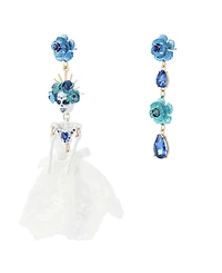 Betsey Johnson Faux-Stone Sugar Skull Bride Drop Earrings