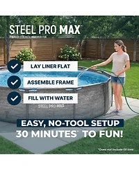 Bestway Steel Pro Max 12' x 30" Above Ground Outdoor Swimming Pool Set, Gray