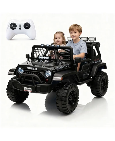 homfan 47.2 x 31.5 29.1 Inch Kids Electric Ride On Car 24V 2 Seater 4WD with Remote 5 mph for Outdoor Play.