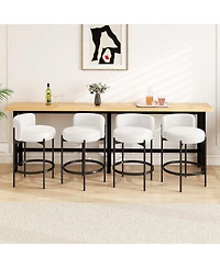 Slickblue Upholstered Boucle Counter Stools Set of 4 with Comfortable Curved Back