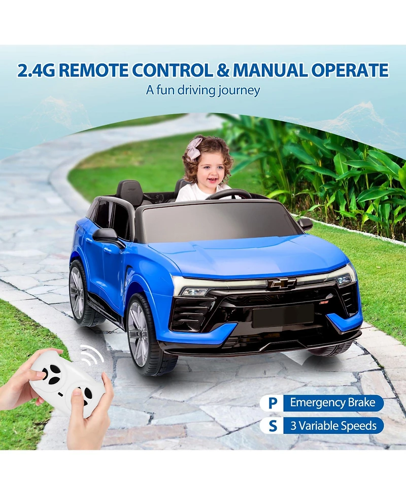 homfan 24V 2-Seater Licensed Chevrolet Suv Ride-On - Parent Remote Control, Spring Suspension, Led Lights, Wireless, Safety Belt, 3 Speeds