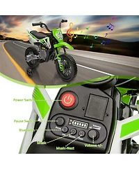 homfan 12V Kids Electric Dirt Bike - Dual 25W Motors, Twist Grip Throttle, Training Wheels, Spring Suspension, Ride On Toy for Ages 3