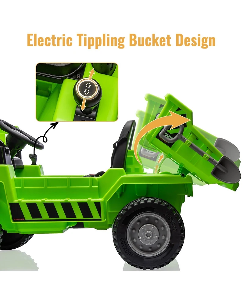 homfan 12V Electric Ride-On Dump Truck with Remote Control, Built-in Usb/MP3 Music Player, Toy Car for Toddlers Ages 1-8