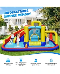 Slickblue 7-in-1 Backyard Water Park with Inflatable Slide, Pool and Bounce Area