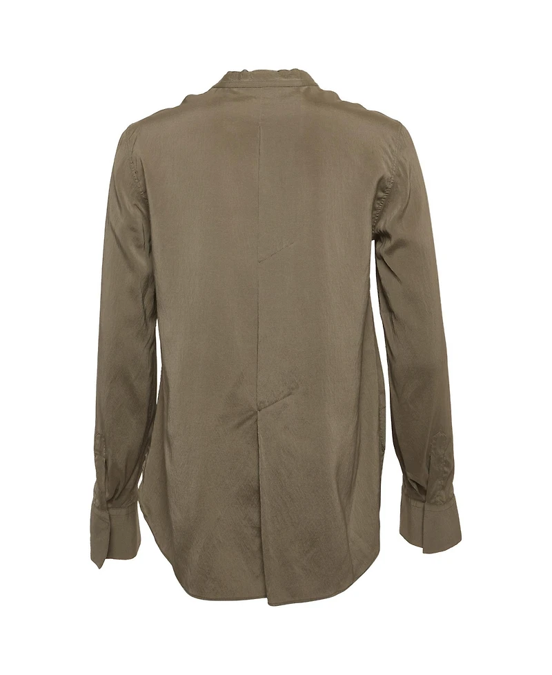 Pre-Owned Brunello Cucinelli Women's Silk Monili-Detail Band Collar Blouse