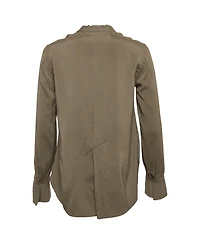 Pre-Owned Brunello Cucinelli Women's Silk Monili-Detail Band Collar Blouse