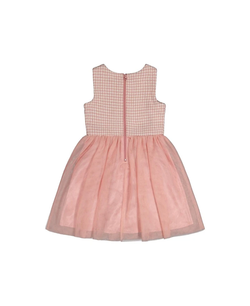 Deux par Deux Toddler Girl (2T-5T) Bi-Material Sleeveless Dress Houndstooth