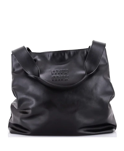 Pre-Owned Miu Miu Large Logo Embossed Tote Leather