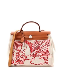Pre-Owned HERMES 31 Herbag Zip Pegase Pop Toile and Leather