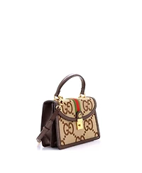 Pre-Owned Gucci Small Ophidia Flap Top Handle Bag Jumbo Gg Canvas