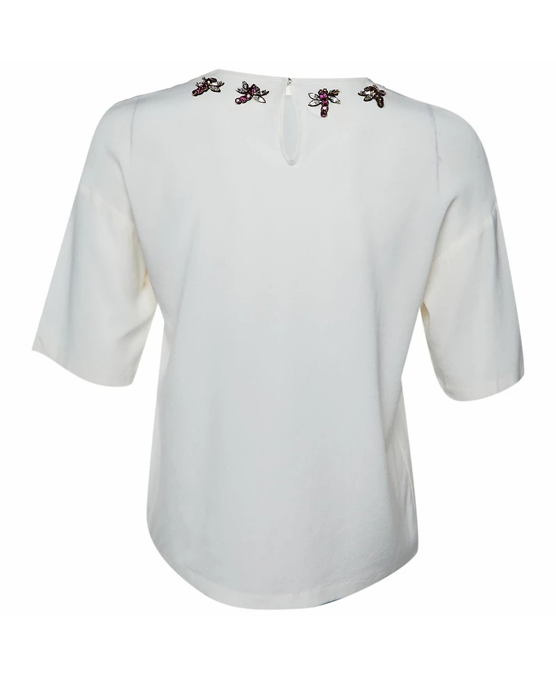 Pre-Owned Dolce & Gabbana Women's Pre-Owned Dolce and Gabbana Dragonfly Embellished Silk Crepe Blouse