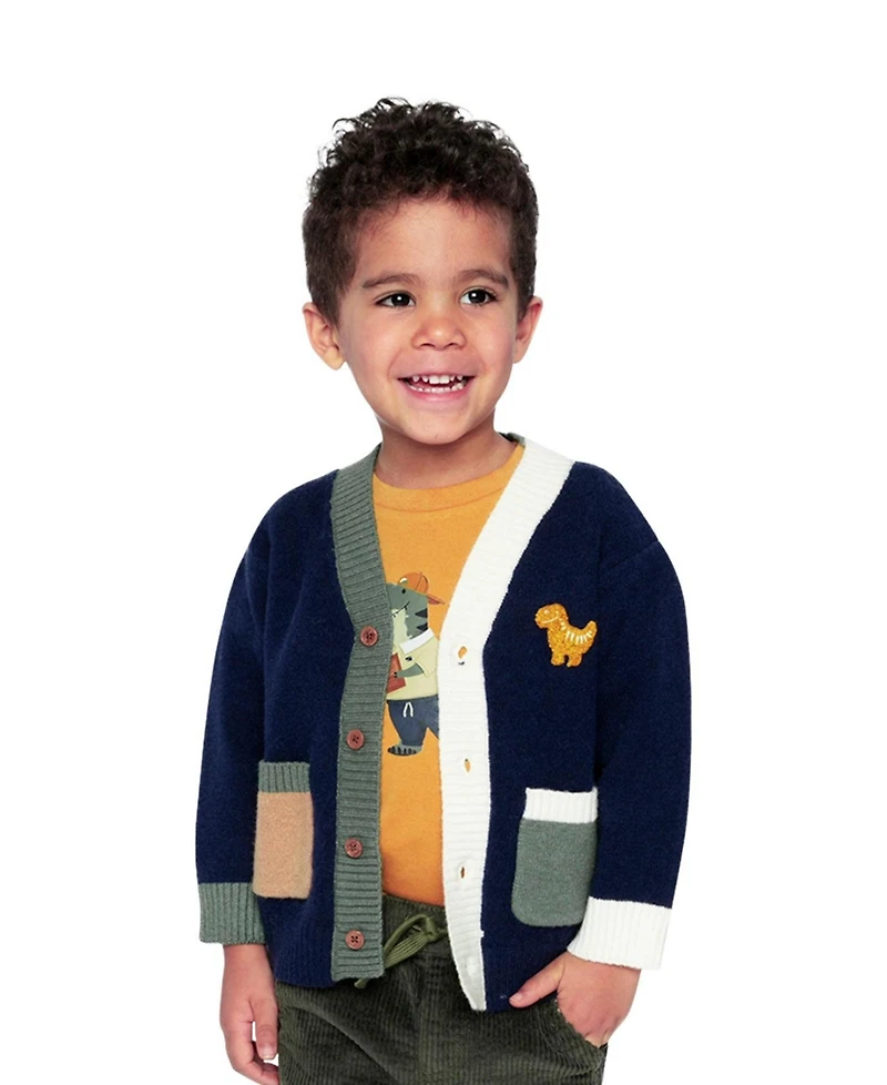 Deux par Little and Big Boy 6-8 Years Knit Cardigan with Dino