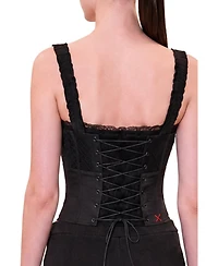 Pcfg Women's Daydreamers Satin Corset With Lace Detail