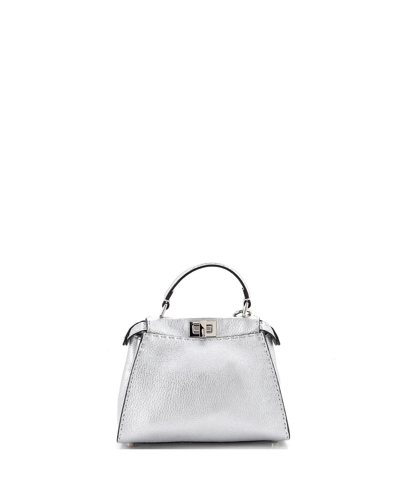 Pre-Owned Fendi Mini Selleria Peekaboo Bag Leather
