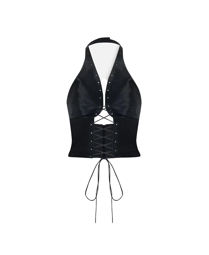 Pcfg Women's The Party Edit Crisscross Neck Lace Up Top