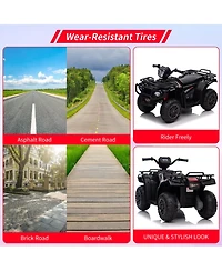 homfan 33.1 x 20.9 12.0 Inch Kids Electric Ride On Atv, 12V Battery Powered Quad with 3 Mph Speed, 4-Wheeler for Outdoor Adventure Play