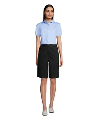 Lands' End Women's Short Sleeve Peter Pan Collar Broadcloth Shirt