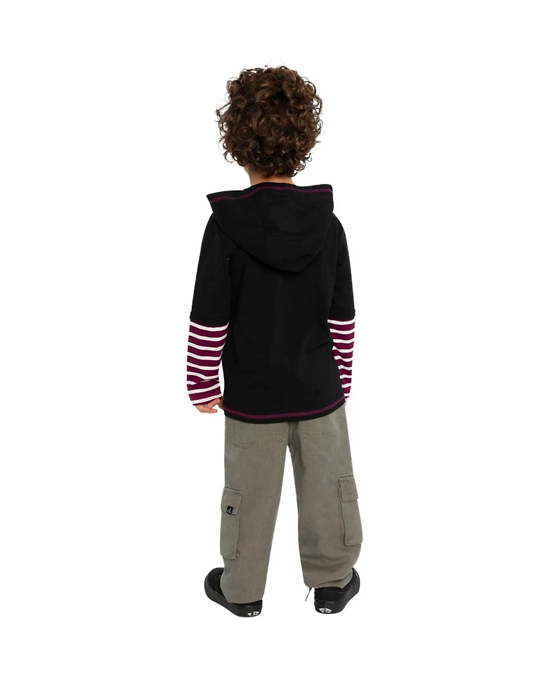 Deux par Toddler Boy 2T-5T Fake Double Sleeve Hooded Shirt