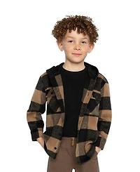 Deux par Toddler Boy 2T-5T Flannel Shirt with Fleece Hood