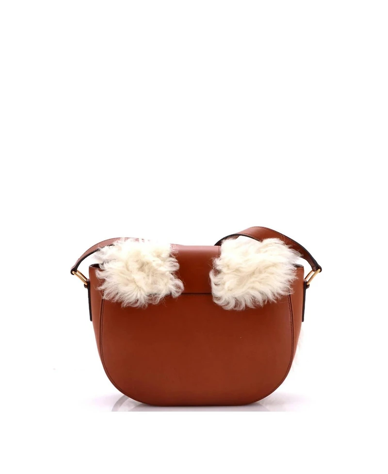 Pre-Owned Celine Medium Camarat Fringe Crossbody Bag Shearling with Leather