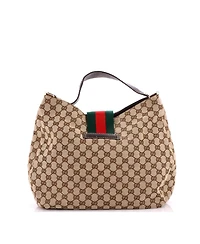Pre-Owned Gucci Large New Ladies Web Hobo Gg Canvas