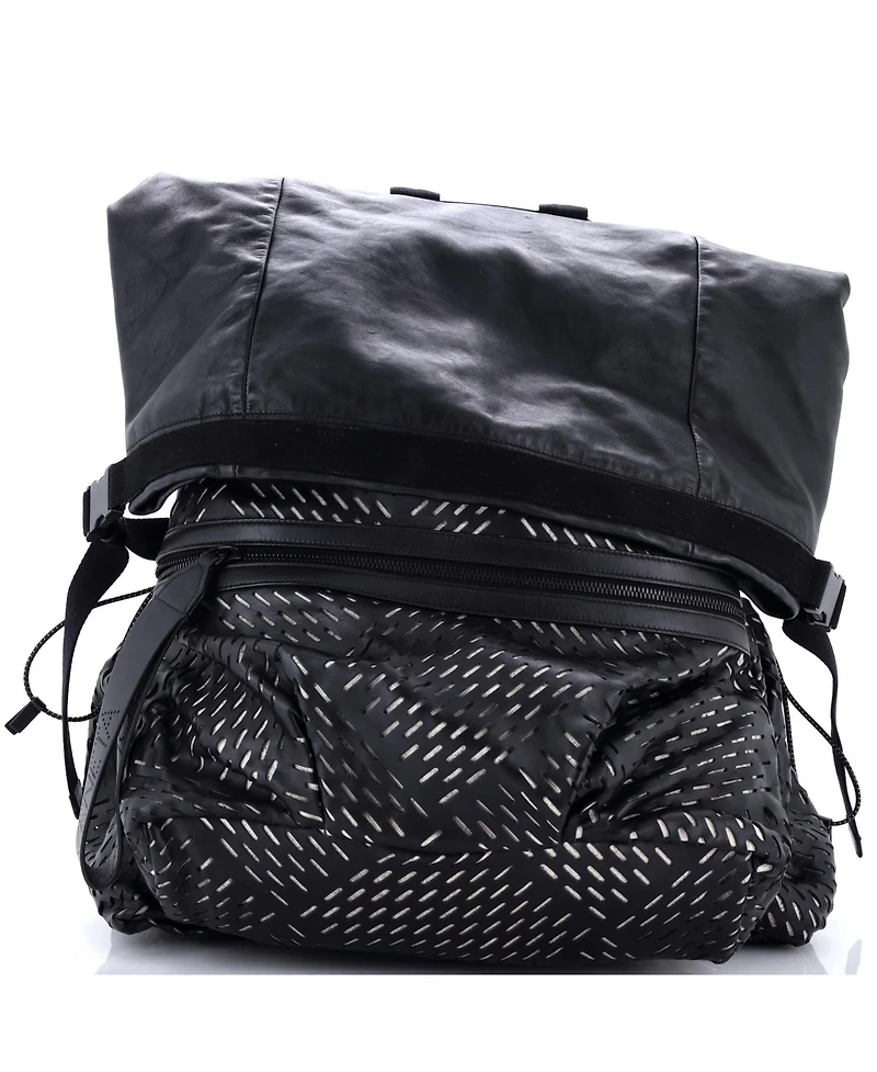 Pre-Owned Bottega Veneta Fold Over Backpack Leather with Perforated Detail