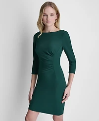 Dkny Women's Boat Neck Ruched Bodice Dress