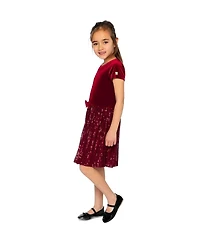 Deux par Kids & Baby Toddler Girl 2T- 5T Bi-Material Short Sleeve Dress with Glittering Skirt