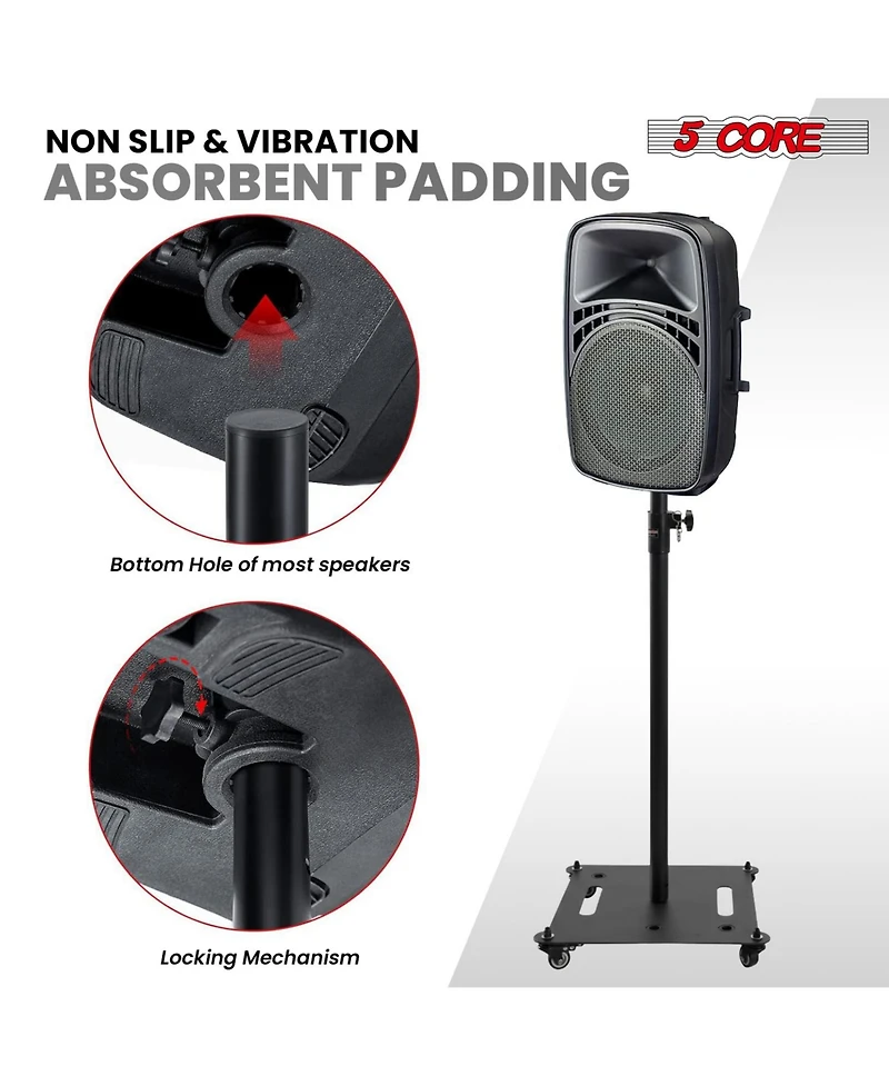 5 Core Speaker Stand 2Pc Heavy Duty Adjustable Height 61" Dj Pa Stands 35mm Mount 100Lb Capacity