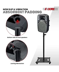 5 Core Speaker Stand 2Pc Heavy Duty Adjustable Height 61" Dj Pa Stands 35mm Mount 100Lb Capacity