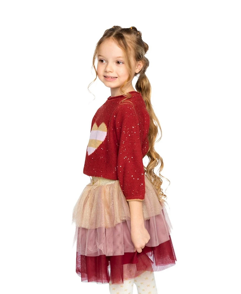 Deux par Toddler Girls 2T-5T 3/4 Sleeve Knitted Sweater