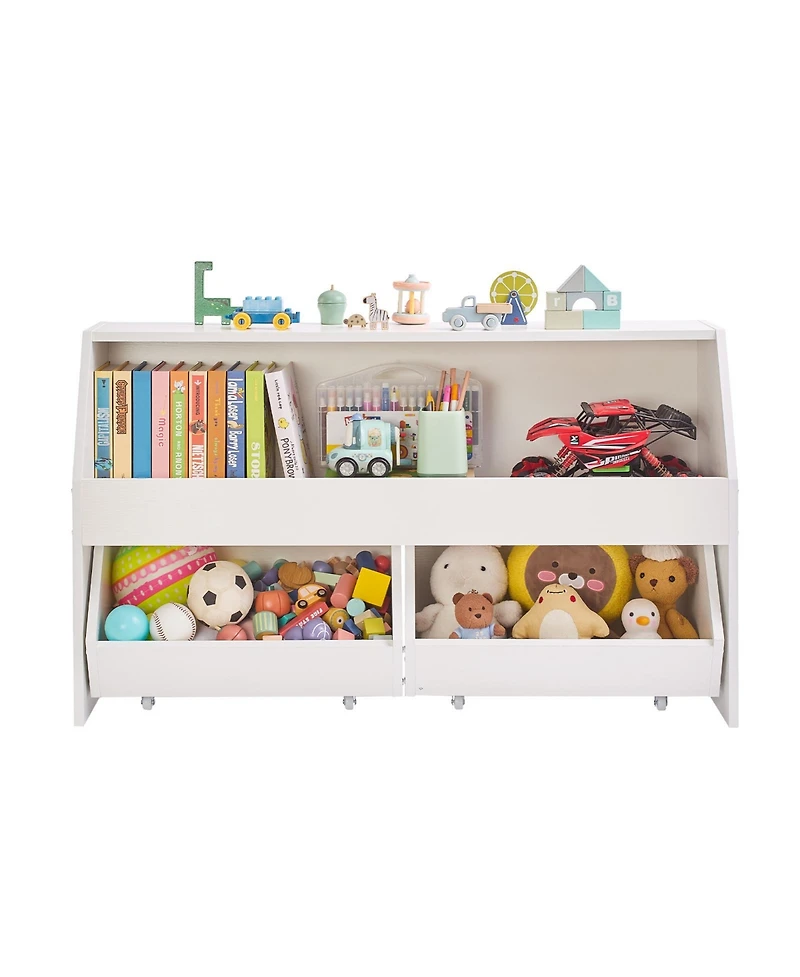 Flynama Wooden Toy Storage Organizer with Drawers for Kids Bedroom