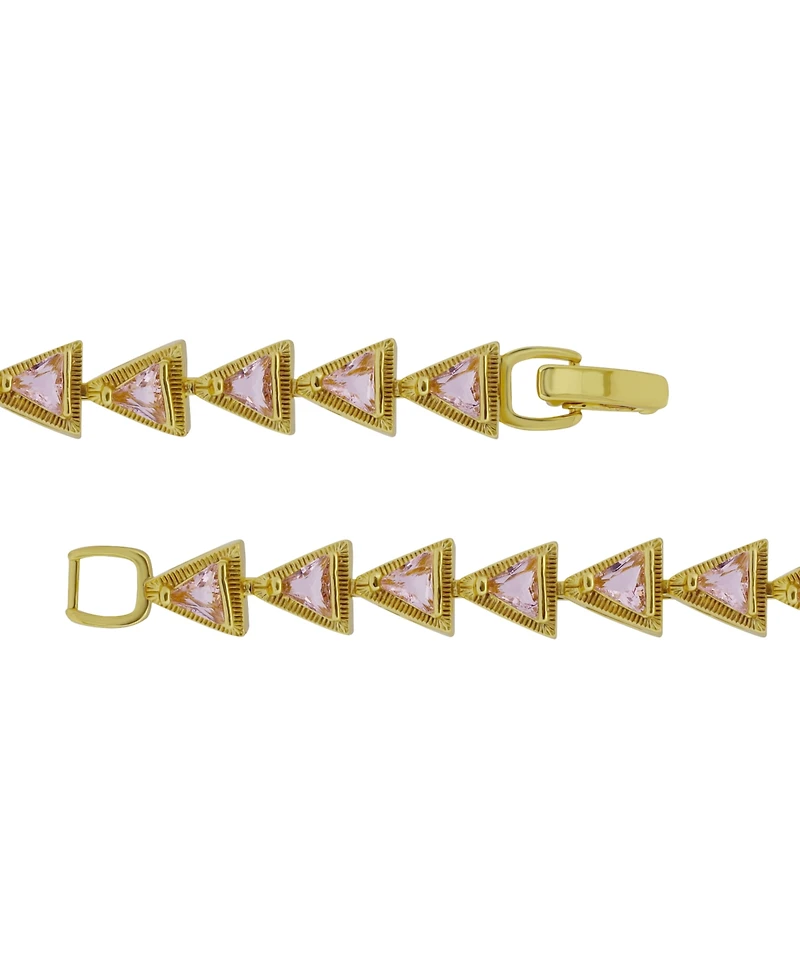Macy's Triangle Light Pink Cubic Zirconia Ribbed Border Tennis Bracelet
