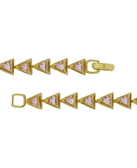 Macy's Triangle Light Pink Cubic Zirconia Ribbed Border Tennis Bracelet