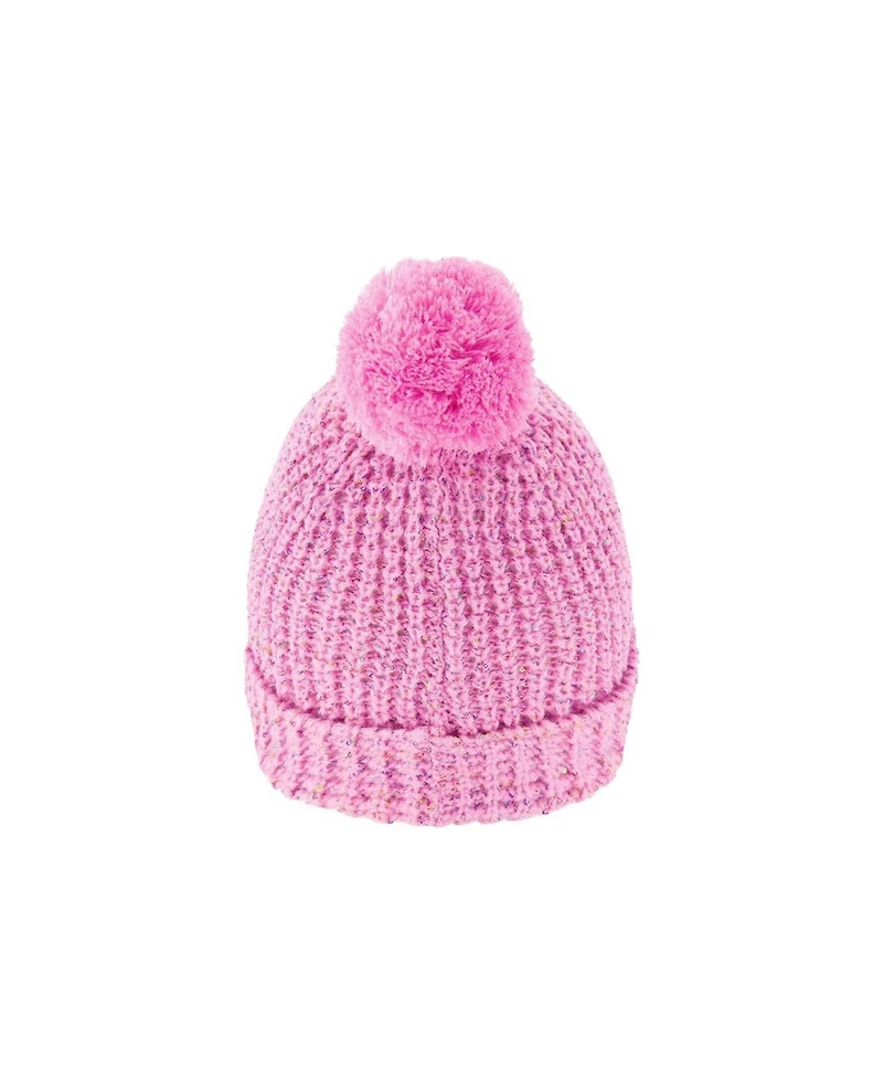 Deux par Deux Kids & Baby Toddler Girl 2-4 Winter Knit Hat with Pompom