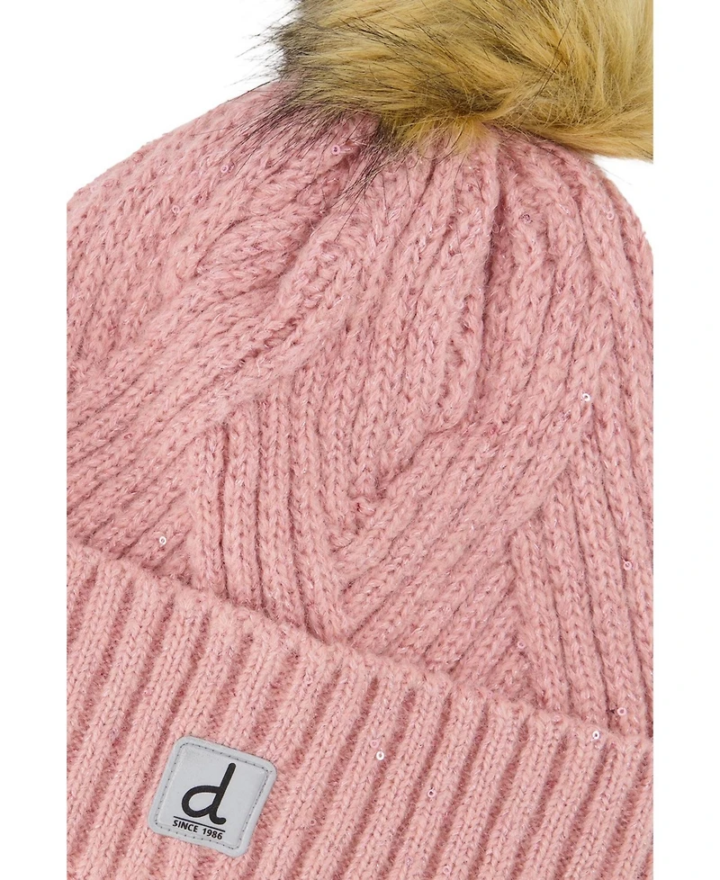 Deux par Deux Toddler Girl's (2-4) Winter Knit Pompom Hat