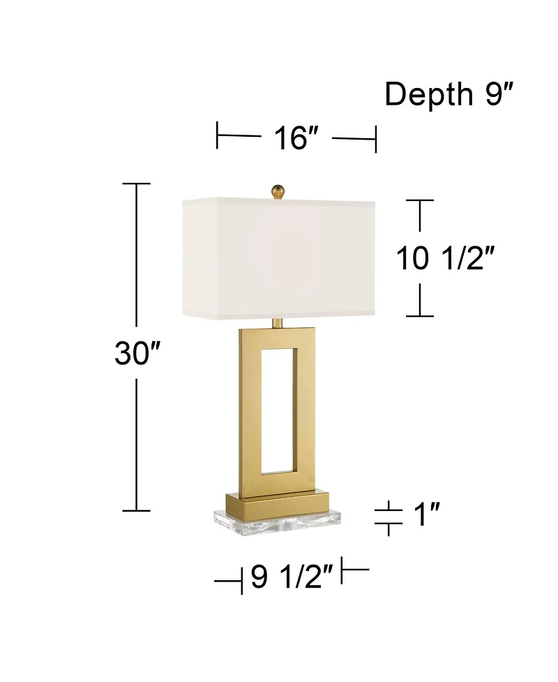 360 Lighting Marshall Modern Table Lamp with Clear Riser 30" Tall Oatmeal Rectangular Shade for Bedroom Living Room Bedside Nightstand Office