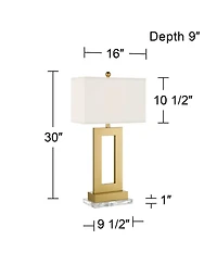 360 Lighting Marshall Modern Table Lamp with Clear Riser 30" Tall Oatmeal Rectangular Shade for Bedroom Living Room Bedside Nightstand Office