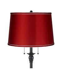 360 Lighting Dyna Traditional 58" Tall 2-Light Standing Floor Lamp Skinny Pole Pull Chain Finish Living Room Satin Shade