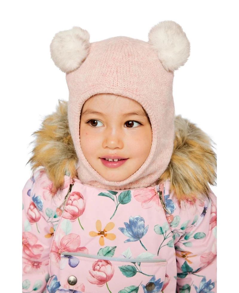 Deux par Deux Baby Girl (0-24 M)Knit Bear Balaclava Pale Dusty