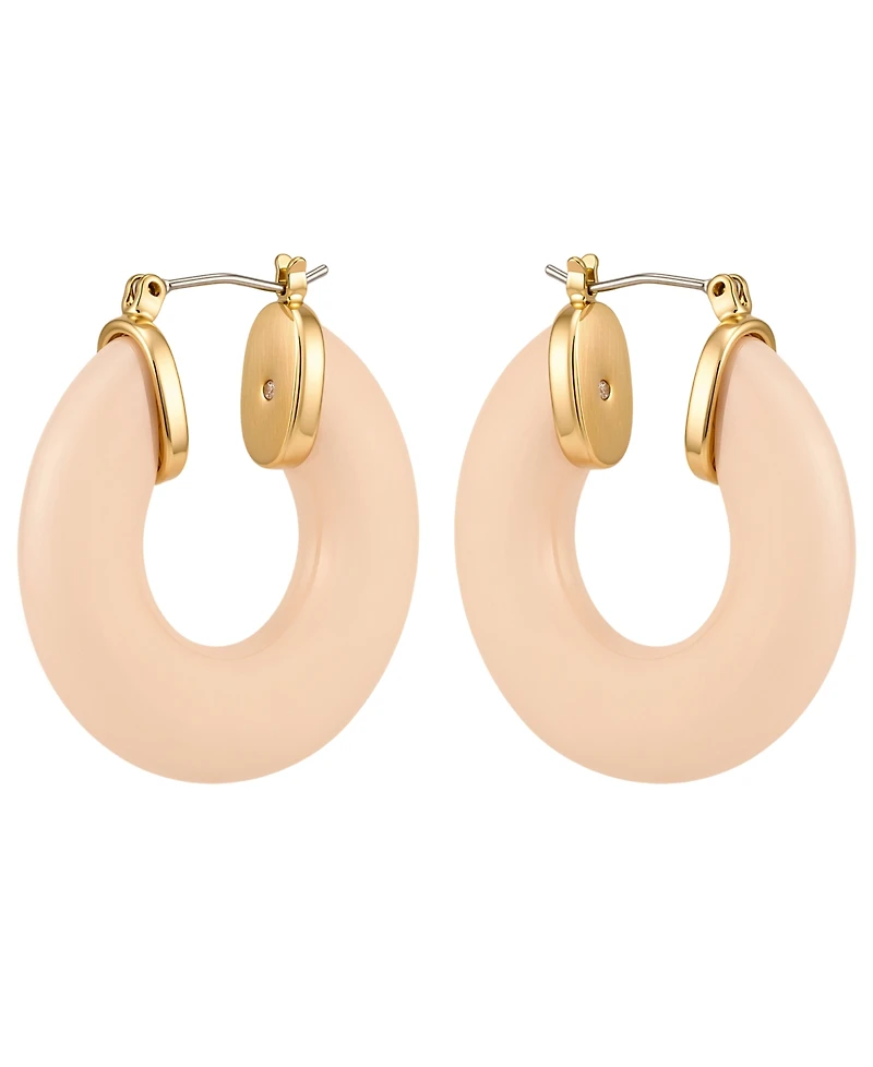Guess Gold-Tone Serpentine Stone Hoop Earrings