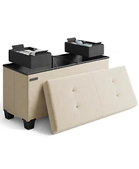 Nestl -Inch Velvet Storage Ottoman with Bin