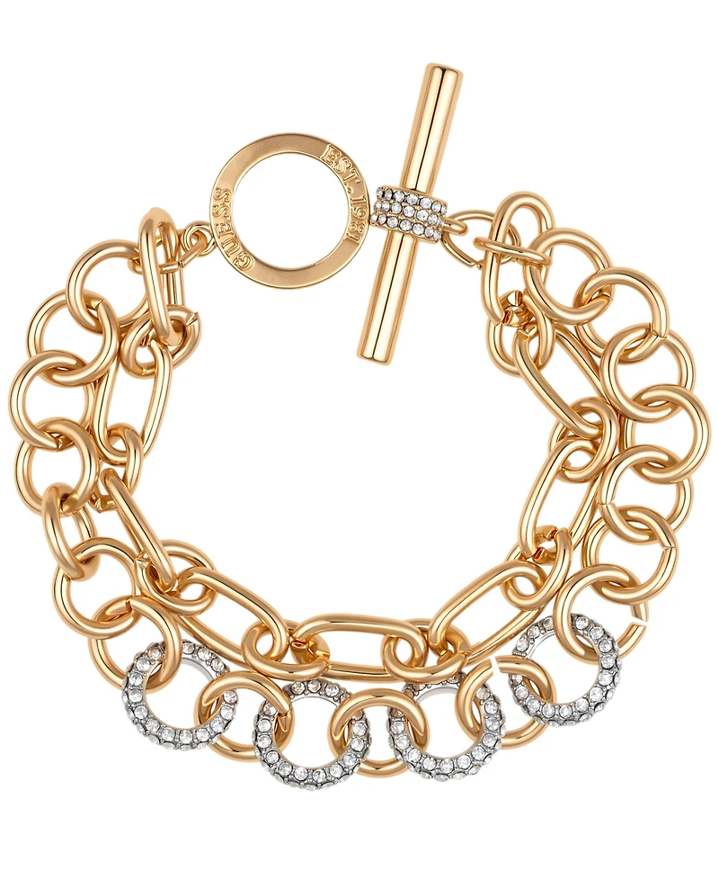 Guess Crystal Stone Gold-Tone Toggle Bracelet