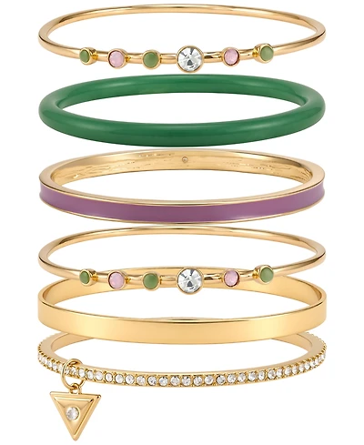 Guess Gold-Tone Multi-Stone Bangle Bracelet, 6-Piece Set