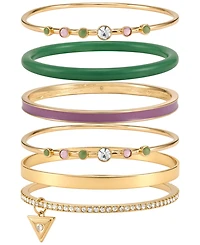 Guess Gold-Tone Multi-Stone Bangle Bracelet, 6-Piece Set