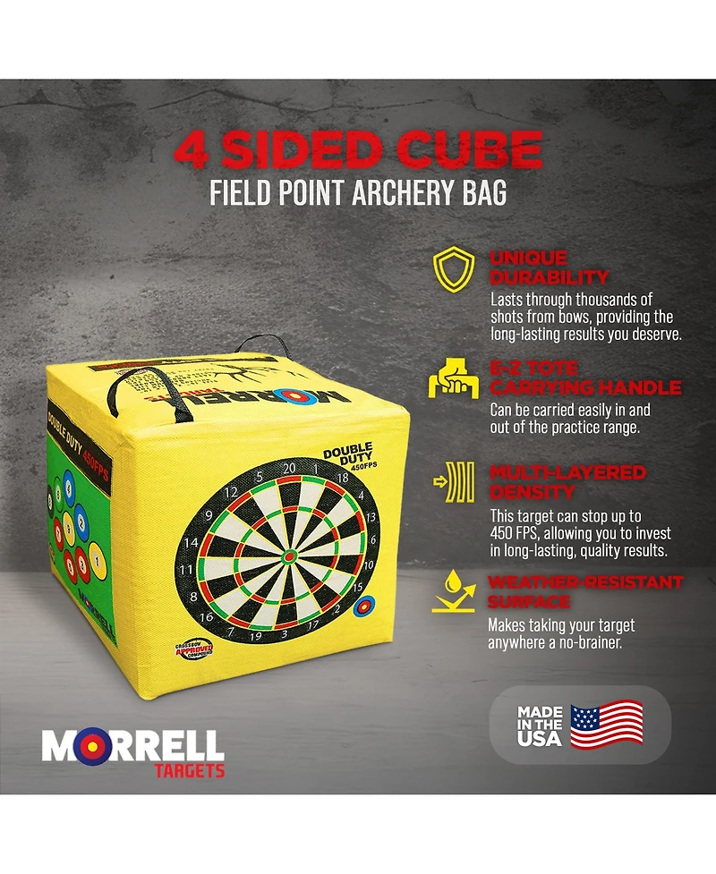Morrell Targets Morrell Double Duty 450 Fps 4 Sided Cube Field Point Archery Bag Target