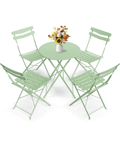 gaomon 5Piece Patio Bistro Set - Metal Frame Folding Patio Furniture, Bistro Table and Chairs Set, No Assembly Needed, for Balcony, Yard, Garden