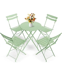 gaomon 5Piece Patio Bistro Set - Metal Frame Folding Patio Furniture, Bistro Table and Chairs Set, No Assembly Needed, for Balcony, Yard, Garden