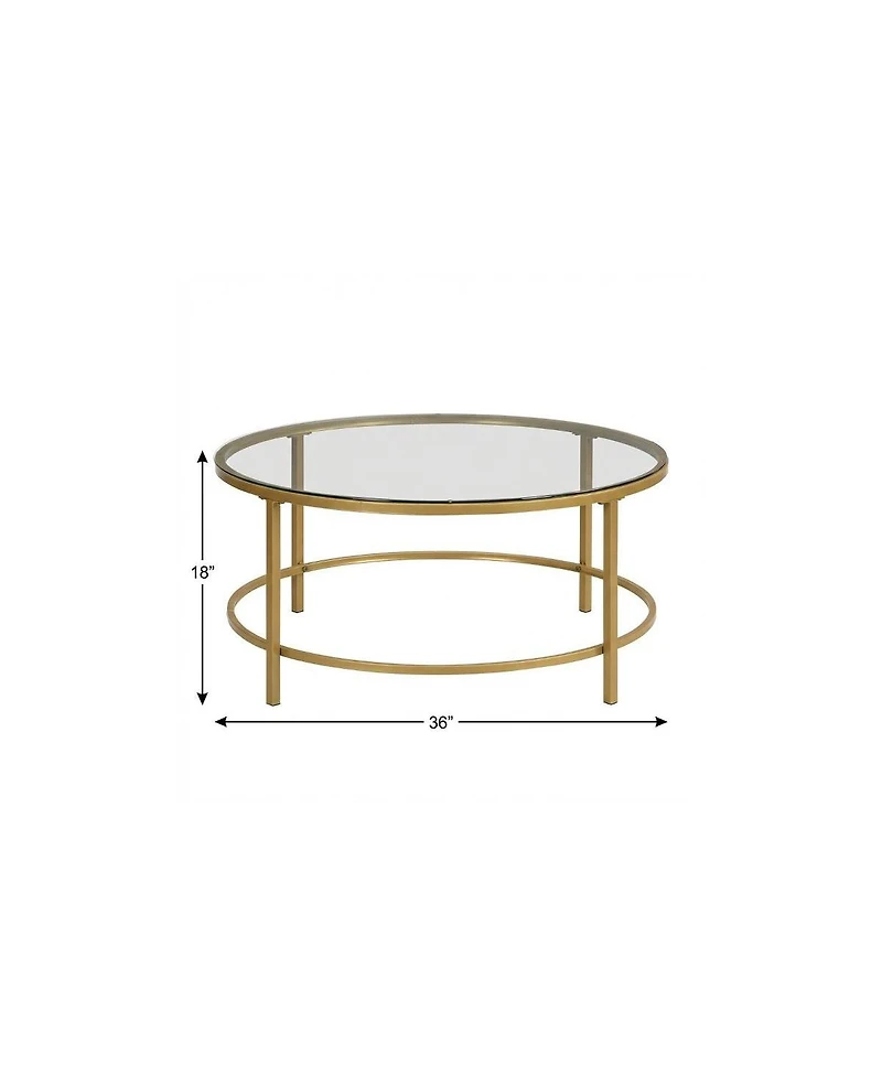 HomeRoots 36" Clear Glass Round Coffee Table